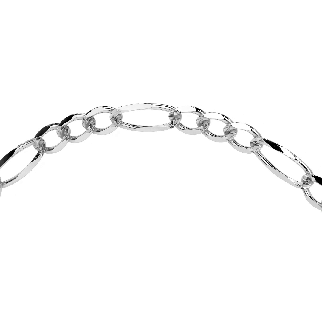 Pulsera De Plata 925 Figaro 3x1 de 21 Cm Calibre 2.5 Mm