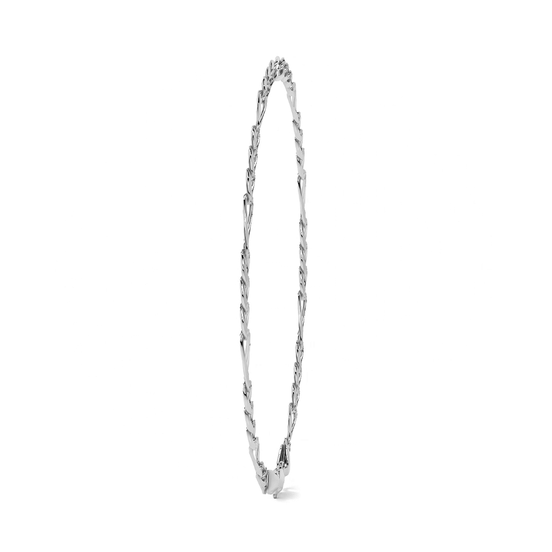 Pulsera De Plata 925 Figaro 3x1 de 21 Cm Calibre 2.5 Mm
