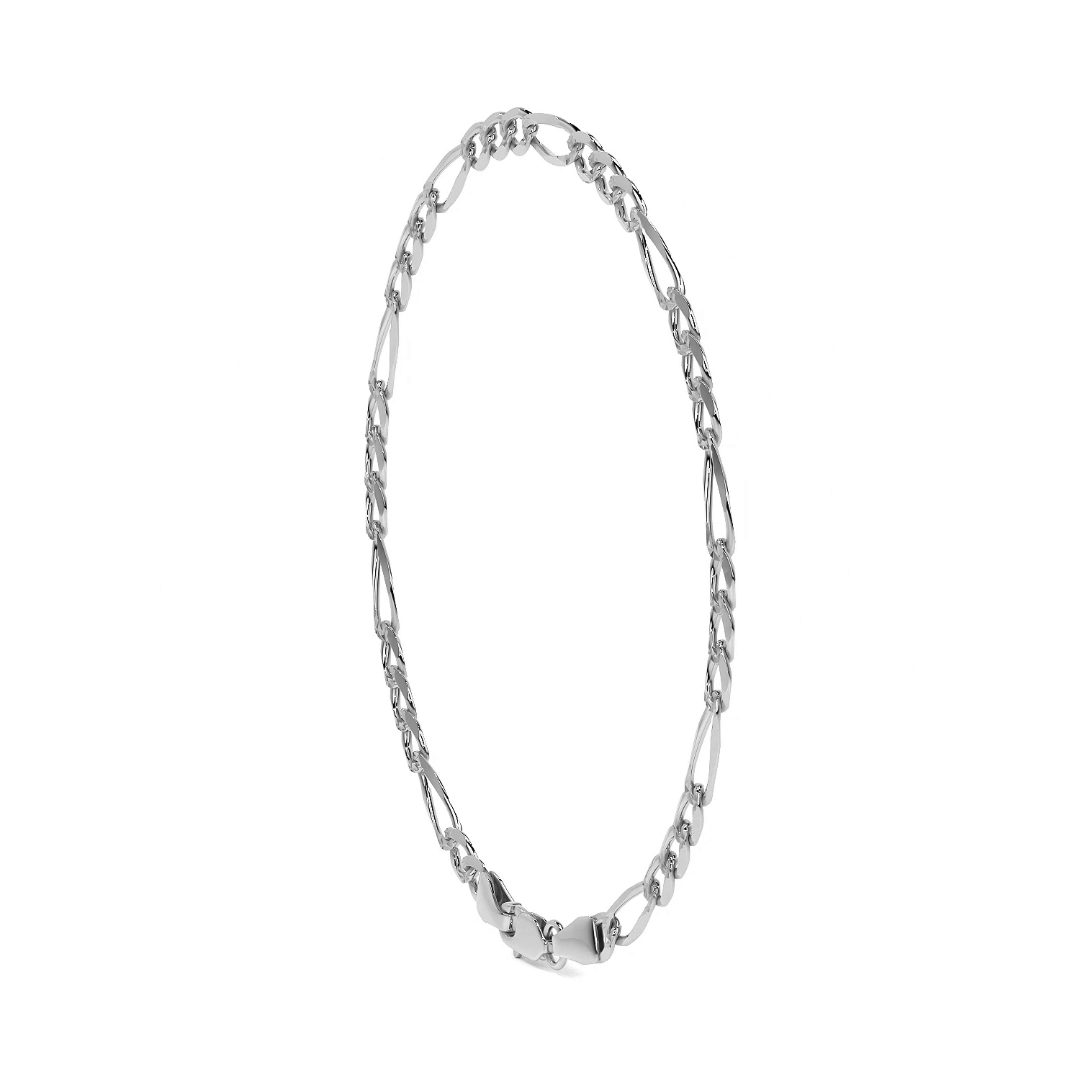 Pulsera De Plata 925 Figaro 3x1 de 21 Cm Calibre 2.5 Mm