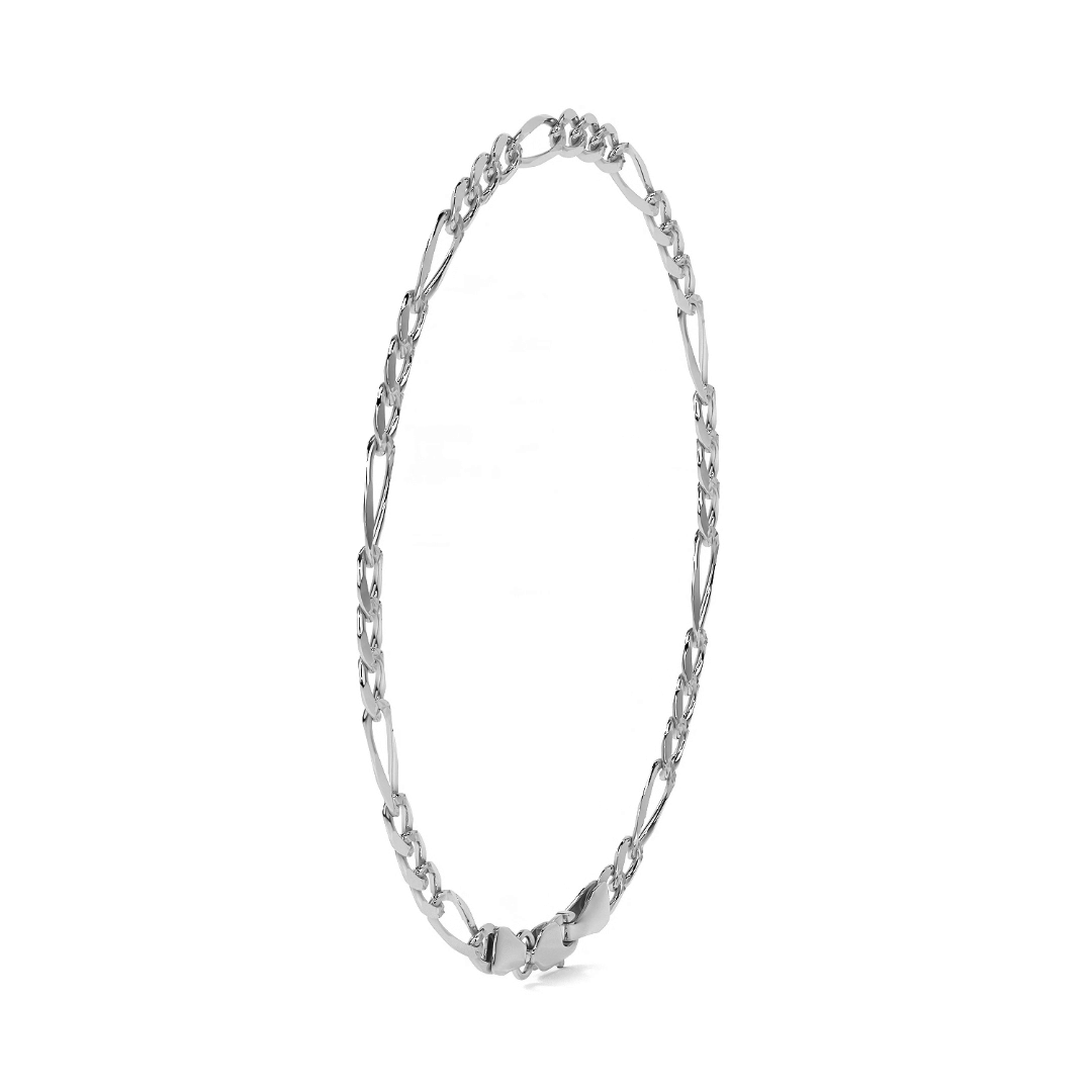 Pulsera De Plata 925 Figaro 3x1 de 21 Cm Calibre 2.5 Mm