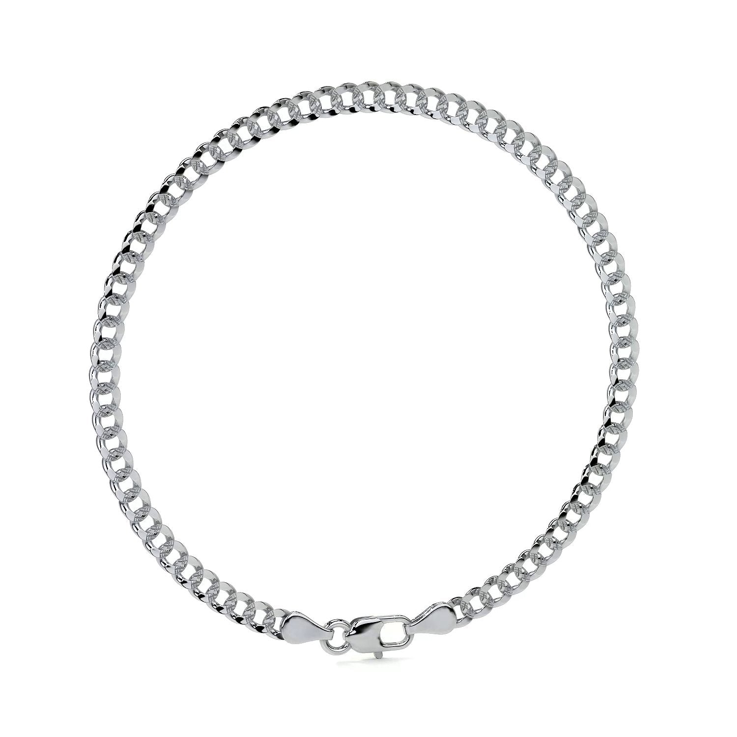 Pulsera De Plata 925 Barbarada 18cm Calibre 3.2mm Italiana